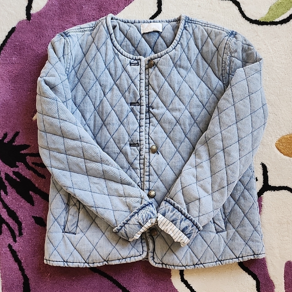 Anthropologie Quilted Blue Jacket NWOT